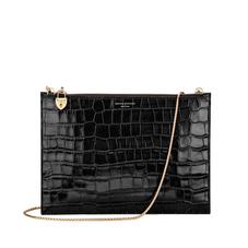Soho Clutch in Deep Shine Bordeaux & Black Croc