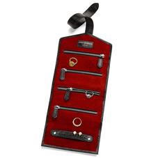 Travel Jewellery Roll in Jet Black Lizard & Red Suede