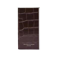 iPhone 7/8 Leather Book Case in Deep Shine Amazon Brown Croc & Stone Suede