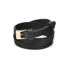Mayfair Skinny Double Wrap Leather Bracelet in Smooth Black
