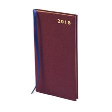 Slim Pocket Leather Diary in Burgundy Saffiano