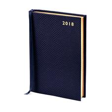 A6 Day per Page Leather Diary in Midnight Blue Lizard