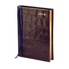 A6 Day per Page Leather Diary in Deep Shine Amazon Brown Croc