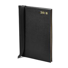 A5 Week to View Leather Diary in Black Saffiano