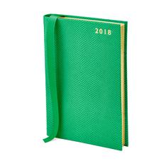A5 Day per Page Leather Diary in Grass Green Lizard