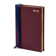 A5 Day per Page Leather Diary in Burgundy Saffiano