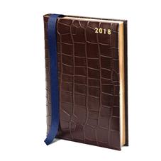 A5 Day per Page Leather Diary in Deep Shine Amazon Brown Croc