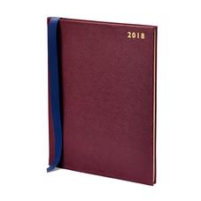Quarto A4 Week to View Leather Diary in Burgundy Saffiano