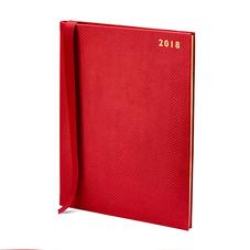 Quarto A4 Week to View Leather Diary in Berry Lizard