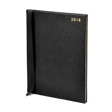 Quarto A4 Week to View Leather Diary in Black Saffiano
