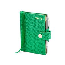 Mini Pocket Leather Diary with Pen in Grass Green Lizard