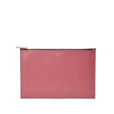 Large Essential Flat Pouch in Blusher & Grape Saffiano