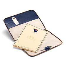 Executive A4 Zipped Padfolio in Midnight Blue Lizard & Cream Suede
