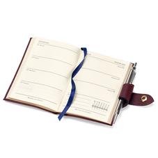 Mini Pocket Leather Diary with Pen in Deer Saffiano
