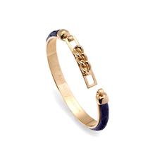 Chainlink Skinny Cuff Bracelet in Navy Snake