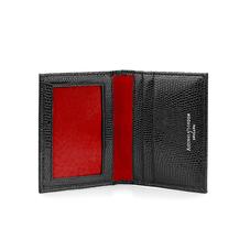 ID & Travel Card Case in Jet Black Lizard & Red Suede