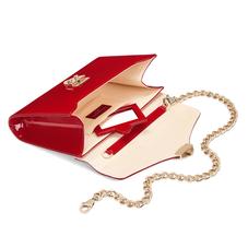 Manhattan Clutch with Chain in Deep Shine Red Patent
