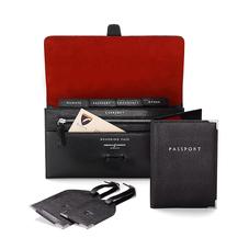 Classic Travel Collection in Jet Black Lizard & Red Suede