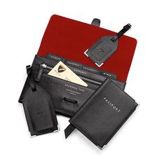 Classic Travel Collection in Jet Black Lizard & Red Suede