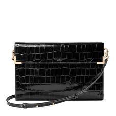 Editor's Clutch in Deep Shine Black Croc