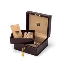 Bijou Jewellery Box in Deep Shine Amazon Brown Croc & Stone Suede