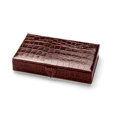 Paris Jewellery Box in Deep Shine Amazon Brown Croc & Stone Suede