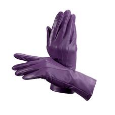 Ladies Cashmere Lined Leather Gloves in Purple
