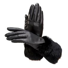 Ladies Fur Cuffed Gloves in Black