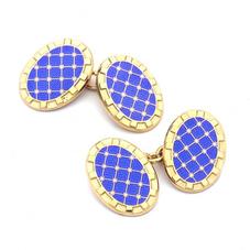 22ct Gold Plated & Enamel Constellation Cufflinks in Blue