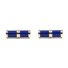 Double Barrel Lapis Lazulite Cufflinks in Yellow Gold