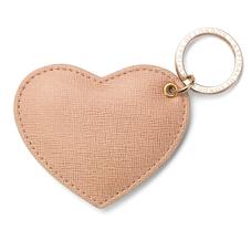 Heart Key Ring in Deer Saffiano