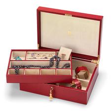 Grand Luxe Jewellery Case in Berry Lizard & Cream Suede