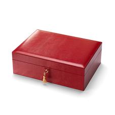 Grand Luxe Jewellery Case in Berry Lizard & Cream Suede