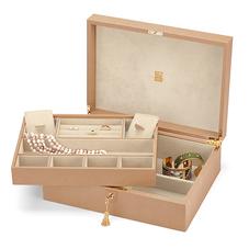 Grand Luxe Jewellery Case in Deer Saffiano & Cream Suede