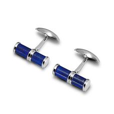 Sterling Silver & Lapis Barrel Cufflinks