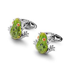 Sterling Silver & Enamel Frog Cufflinks