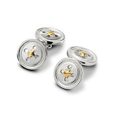 Sterling Silver & Gold Plated Double Buttons Cufflinks