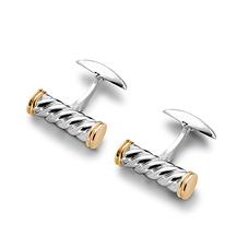 Sterling Silver & Gold Plated Twist Barrel Cufflinks