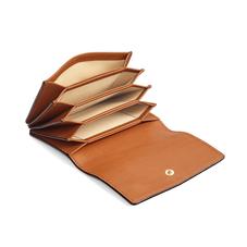 Accordion Credit Card Holder in Smooth Natural Tan