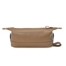 Men's Leather Wash Bag in Camel Saffiano