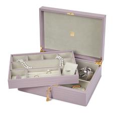 Grand Luxe Jewellery Box in Deep Shine Lilac Small Croc