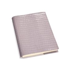 A5 Refillable Leather Journal in Deep Shine Lilac Small Croc