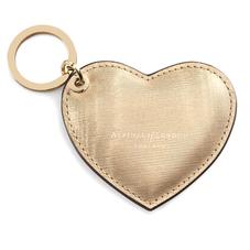 Heart Keyring in Gold Moire Print