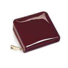 Mini Continental Zipped Coin Purse in Deep Shine Cherry Patent