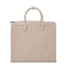 Editors Tote in Deep Shine Soft Taupe Croc