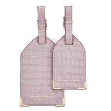 Set of 2 Luggage Tags in Deep Shine Lilac Small Croc
