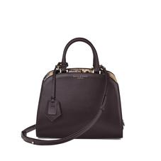 Mini Hepburn Bag in Smooth Dark Brown & Tan Snake Print