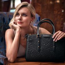 Brook Street Bag in Black Embossed Flower
