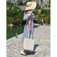 Aspinal Essential Tote in Smooth Ivory & Navy Suede