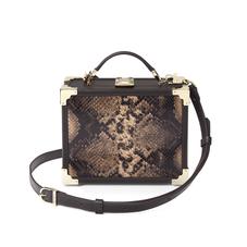 Mini Trunk Clutch in Smooth Dark Brown & Tan Snake Print